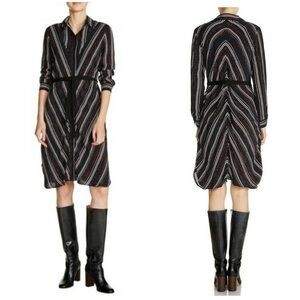 Maje‎ Regga Stripe-and-Lettering Print Shirt Dress Size 2/M
